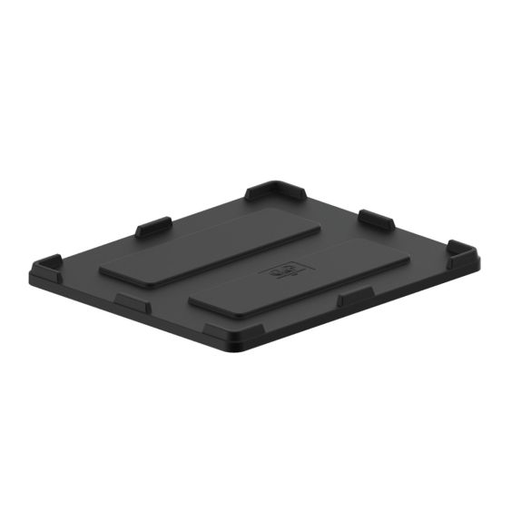 Kunststof Zwarte Oplegdeksel Palletbox 1200 x 1000 mm met Stapelrand