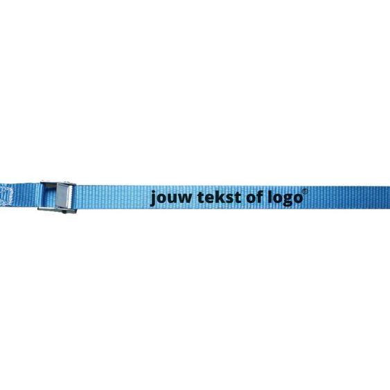 Bedrukte Spanband met Gesp 25 mm 3M Blauw eigen tekst eigen logo
